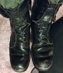 A pair of boots with army lacing
